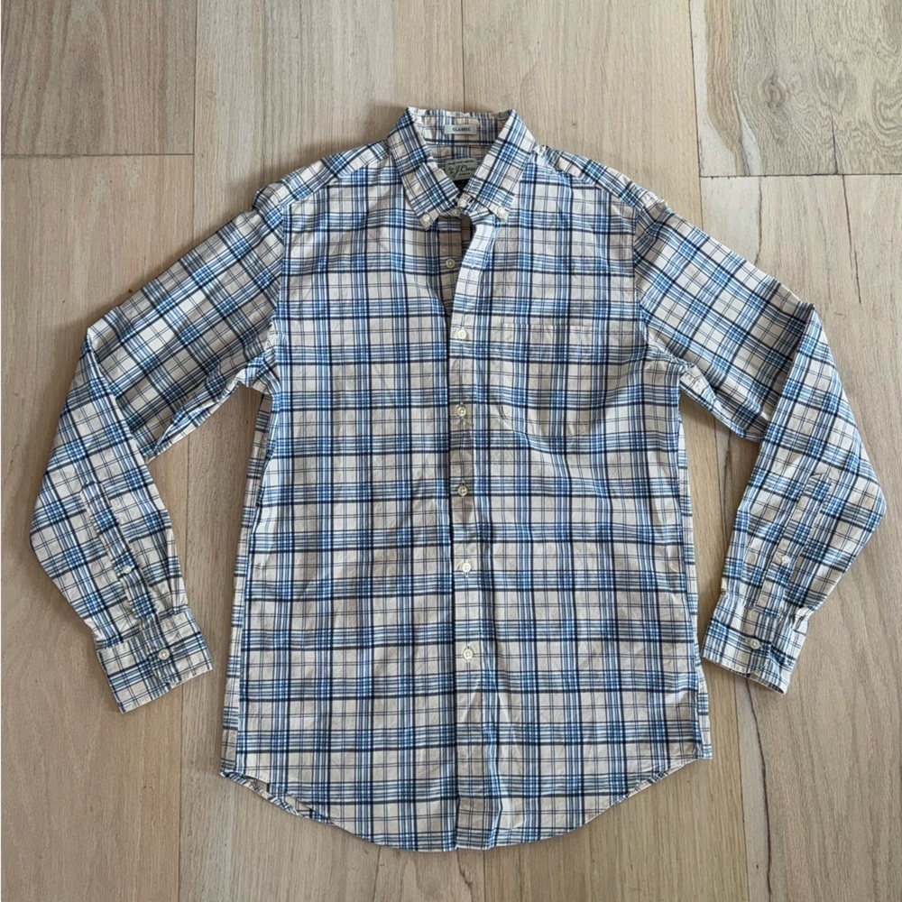 J. Crew Classic Stretch Long Sleeve Casual Button Down Shirt Striped Size Small